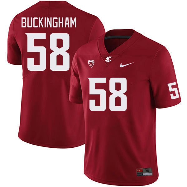 Men #58 Chase Buckingham Washington State Cougars College Football Jerseys Stitched Sale-Crimson